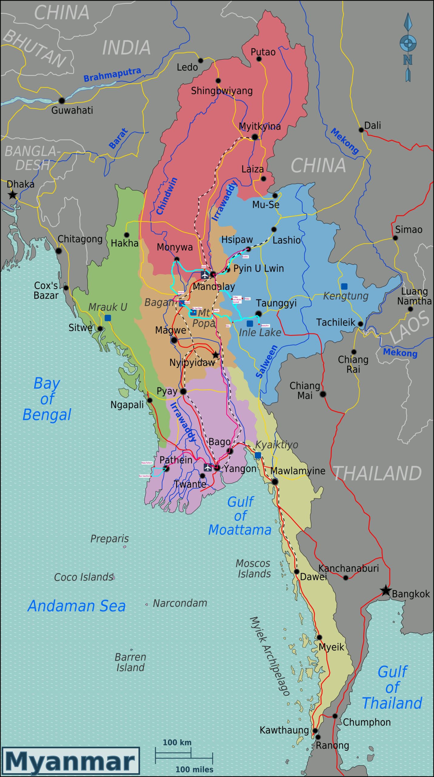 Unsere Reiseroute durch Myanmar